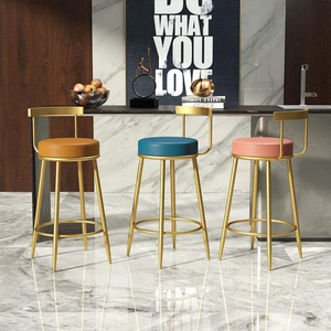 Nhà Hàng Phòng Ăn Ghế Cổ Cà Phê Phía Trước Nhà Vải <span class=keywords><strong>Bar</strong></span> Phân Làm Sang Trọng Ghế Da Màu Vàng Tại Trung Quốc - Product Image 2