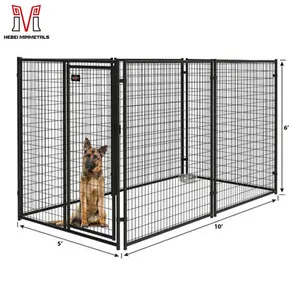 Vente en gros haute qualité 6 pieds 10 pieds métal fer xxl robuste animaux de compagnie courses en plein air grand chien niche cage