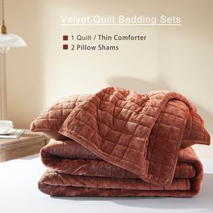<span class=keywords><strong>Couette</strong></span> en velours <span class=keywords><strong>de</strong></span> luxe 3pc ensemble King Size Queen couvre-lit couverture couvre-lits matelassés lit matelassé maison - Product Image 2