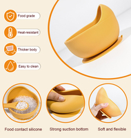 Ensemble bol et cuillère en silicone de qualité alimentaire pour bébé, à dossier haut, sans BPA, non toxique, respectueux des gencives, design épuré, 0-12 mois