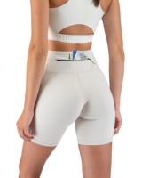 Shorts de course taille haute en spandex pour femmes, séchage rapide, compression, avec 360 poches de rangement, logo personnalisé, vente en gros