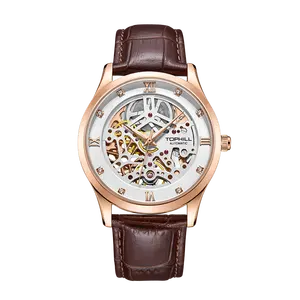 Tophill Merk Luxe Zakelijke Mechanische Heren Polshorloges. Lederen Horlogeband Mode Distributie Mechanische Horloges Voor Mannen