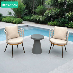 أثاث فناء الحديقة الخارجي بتصميم عصري ، أثاث الفندق ، كرسي وطاولة من خشب الساج وخشب الروطان مع وسادة - Product Image 1