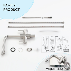 3 Way Pure Water commercial 304 Stainless Steel Mixer 3 Tube Water Kitchen Faucet - Product Image 6