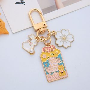 Cute <b>Cartoon</b> Metal Creative Good Luck Sakura Blessing Keychain Bag <b>Backpack</b> Pendant Charm Keyring Gifts - Product Image 5