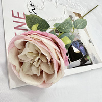 Rose Austin artificielle de 8 cm avec longue tige, fleur en soie artificielle Austin pour la décoration de mariage, de maison et d'hôtel