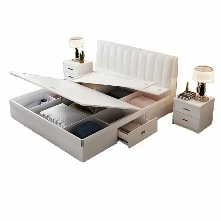 Bestseller Doppel größe Kristall diamant Samt Lifting Storage Bett mit mehreren großen Raum fächer Soft Furniture Bett