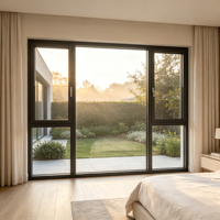 Ventana Fija de Aluminio con Rotura de Puente Térmico, Gran Tamaño, Doble Acristalamiento, Vidrio Templado, Insonorizada, Resistente al Viento, Vista Panorámica, Tamaño Personalizado