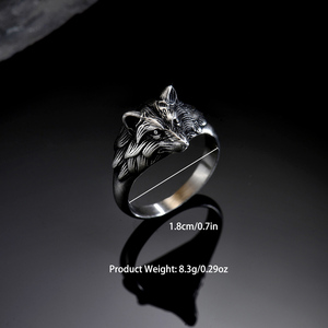 Modeschmuck Kreative Vintage 3D Strukturierte Tier-Wolfskopf Edelstahl-Ringe Herren Hip-Hop Silber/Gold Plattiert Hochzeit - Product Image 2