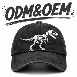 Casquette de baseball décontractée personnalisée en coton délavé style vintage avec broderie 3D squelette, ajustable, pour l'extérieur et la protection solaire - Product Image 1