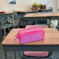 Trousse à crayons imperméable en PVC réutilisable avec grande fermeture éclair, élégante et simple, pour étudiants, pour organiser les fournitures scolaires