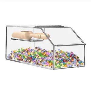 Supermarket Food Retail Container Candy Box Clear Acrylic Candy Bin With Scoop Holder