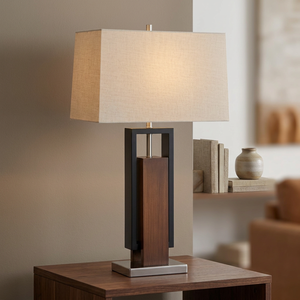 Lampadaire moderne en bois avec abat-jour Empire en papier blanc, base E26/E27, source lumineuse LED, câble AC, protection oculaire, blanc chaud 2700K, CRI 90 élevé - Product Image 2