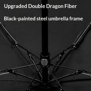 Parapluie de poche mini rétractable à cinq plis avec poignée, imprimé, en vinyle noir, protection UV, pour femme d'affaires - Product Image 2