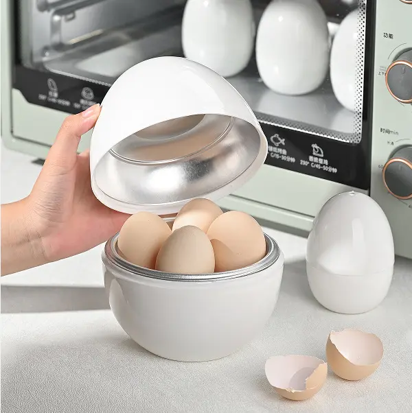 Kotak kukus telur Microwave, kotak kukus telur lapisan tunggal, perlengkapan rumah sarapan