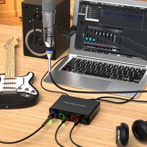 Interface audio <span class=keywords><strong>USB</strong></span> 192 kHz, <span class=keywords><strong>carte</strong></span> <span class=keywords><strong>son</strong></span>, prise en charge du microphone <span class=keywords><strong>XLR</strong></span>, mélangeur audio de studio, alimentation fantôme 48 V, enregistrement de podcast - Product Image 3