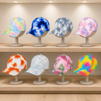 Casquette de baseball multicolore tie-dye à six panneaux avec visière incurvée, style streetwear décontracté, avec œillets de ventilation pour la mode en extérieur