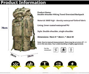 กระเป๋าเป้สะพายหลังยุทธวิธีขนาดใหญ่มากกระเป๋าเป้สะพายหลัง100L แข็งแรงทนทานระบายอากาศได้สำหรับการตั้งแคมป์เดินป่ากระเป๋าเป้อเนกประสงค์สำหรับกลางวันกลางแจ้ง - Product Image 3