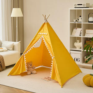 Tente tipi indienne en coton blanc de taille personnalisée, pliée, 4 poteaux, tente de jeu souple pour enfants, intérieur/extérieur - Product Image 5