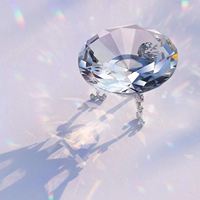 Décoration presse-papiers diamant boule de cristal clair K9 60mm avec base triangulaire en argent, cadeaux d'anniversaire pour femmes