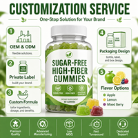 Complément alimentaire pour adultes, gommes à mâcher sans sucre, riches en fibres, 60 gommes, soutien immunitaire, végétalien, sans gluten, marque privée OEM
