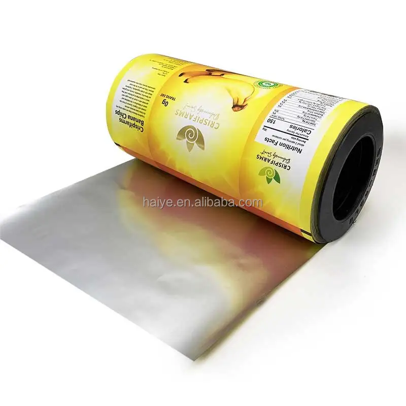 Commercio all'ingrosso di qualità alimentare stampato chip sacchetti di imballaggio in laminato rotoli sacchetto di plastica per animali domestici rotolo di alluminio foglio di pellicola rotolo di pellicola