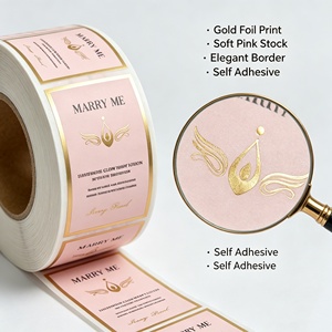 Etiquetas Rectangulares Personalizadas al por Mayor para Bodas, Etiquetas Autoadhesivas de Papel con Estampado Dorado, Paquete a Granel para Regalos y Manualidades - Product Image 3
