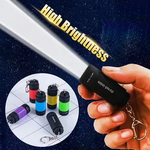 Lampe de poche Led Super lumineuse, Mini USB Rechargeable, porte-clés de poche personnalisé