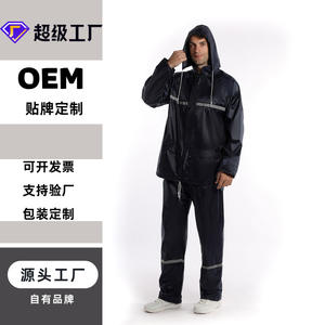 Conjunto de impermeable de dos piezas de poliéster y PVC para adulto, reflectante, para ciclismo eléctrico, venta al por mayor de fábrica, con tira engrosada - Product Image 3