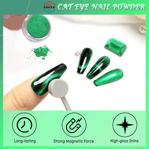 Nuevo Polvo Magnético Verde con Brillo Efecto Ojo de Gato |   Pigmento Metálico Camaleón para Arte de Uñas, Grado Cosmético, Magnético, Colores Personalizables - Product Image 5