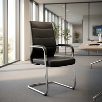 Chaise de conférence moderne YZ en PU noir, fauteuil de bureau exécutif, base cantilever tubulaire chromée, structure métallique pour salle de réunion