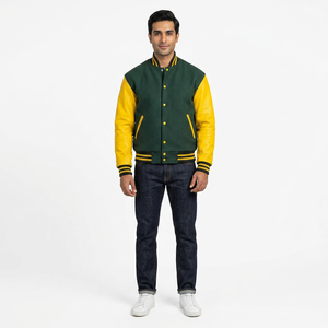 Comfortable Men's Varsity Jacket Stand Front Logo Customizable Fabric Lining 100% Cotton Breathable Quick-Dry Winter Outdoor Use - Product Image 1