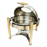 Ensemble de réchauds de luxe à couvercle roulant, chauffe-plats commerciaux en acier inoxydable pour buffet avec supports à combustible, équipement de restauration
