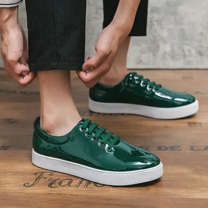 Men Business Formal Casual Shoes Size 38-44 <strong>Brogue</strong> Carved Manmade <strong>Patent</strong> Leather <strong>Black</strong> Green Height Increasing Flat Autumn Shoes - Product Image 3