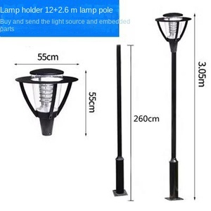 Farola de Jardín Exterior de Hierro de 2.6M con Lámpara LED y Pantalla de Cristal, IP66, AC 220V, Montaje Semiempotrado No Desmontable, Alimentación Solar con Sensor de Movimiento - Product Image 3