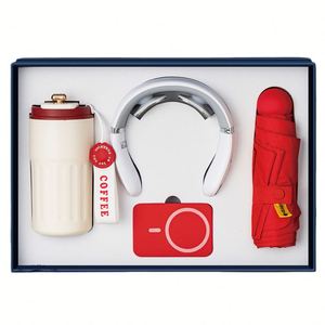 Promotional Blue Series 4-in-1 Power Bank+Neck Massager+Cup+Umbrella Customized Logo Color Mobile Power Gift Set - Product Image 4