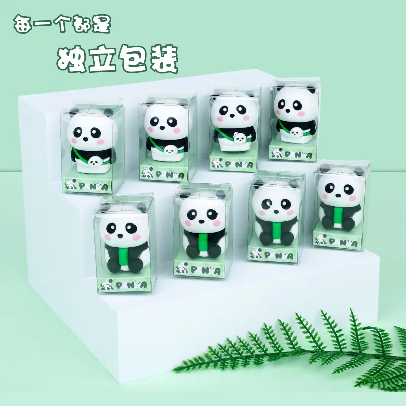 Weibo Panda School Station ery Großhandel Custom ized Kunststoff Buntstift Anspitzer für Kinder