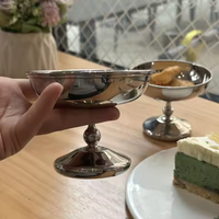 Tasses à crème glacée bols à Sundae verres à Led plat à Dessert en acier inoxydable moderne pour la fête d'anniversaire refroidisseur de luxe