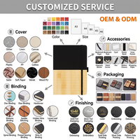 Cuaderno A5 Personalizado con Impresión Creativa a Color, Cubierta de Madera y Cuero, Encuadernación Cosida, con 100 Hojas, para Oficina o Viajes, Promocional