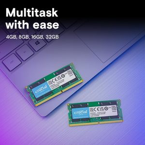 Crucial 32GB <span class=keywords><strong>DDR4</strong></span> Laptop <span class=keywords><strong>RAM</strong></span> 3200MHz Downclockable 2933/<span class=keywords><strong>2666MHz</strong></span> SODIMM 260-Pin CL22 13th Gen Intel Core AMD para Ryzen Stock - Product Image 2