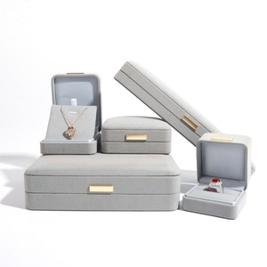 High-end Jewelry Packaging Storage Box Micro Fiber Jewelry Gift <b>Boxes</b> Vintage <b>Ring</b> Necklace Bracelet Box with Logo - Product Image 5