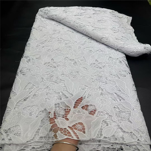 Tela de Encaje Africana de Lujo, Soluble en Agua, con Lentejuelas, Color Borgoña, 5 Yardas, Bordado de Alta <span class=keywords><strong>Calidad</strong></span> para Fiestas y Bodas - Product Image 4