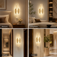 Applique murale de luxe en marbre d'albâtre naturel, laiton doré, lampe murale LED G9, lumière de chevet nordique pour chambre à coucher, salon, hôtel