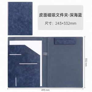 Custom Logo Printing PU Leather Clip <b>File</b> Folder <b>A4</b> Size 2.5cm Thickness Custom Color Business School Office Conference - Product Image 5