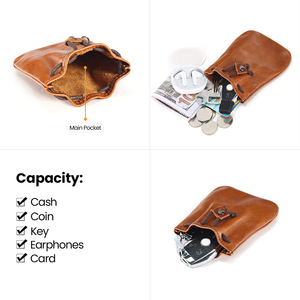 DUJIANG ミニポケットジュエリー収納バッグ ヴィンテージハンドメイドシンプル巾着財布 OEM/ODM カスタムロゴ 本革ギフト財布 - Product Image 2