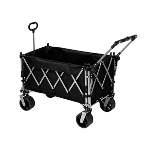 650L 대용량 블랙 카키 캠핑 트롤리 야외 접이식 트레일러 카트 리클라이닝 메탈 회전 바퀴 완전 개방형 푸시 핸들 - Product Image 4