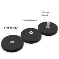 Aimant de fixation externe pour base de voiture, aimant néodyme 66 mm, aimants pot à revêtement en caoutchouc noir avec filetage extérieur