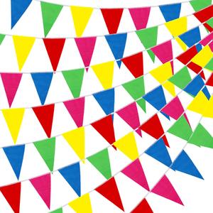 Guirnalda de <span class=keywords><strong>Banderines</strong></span> Triangulares de Plástico Coloridos, Decoración <span class=keywords><strong>para</strong></span> Inauguraciones, Carnavales, <span class=keywords><strong>Cumpleaños</strong></span>, Fiestas al Aire Libre, Decoración <span class=keywords><strong>para</strong></span> Aulas - Product Image 1