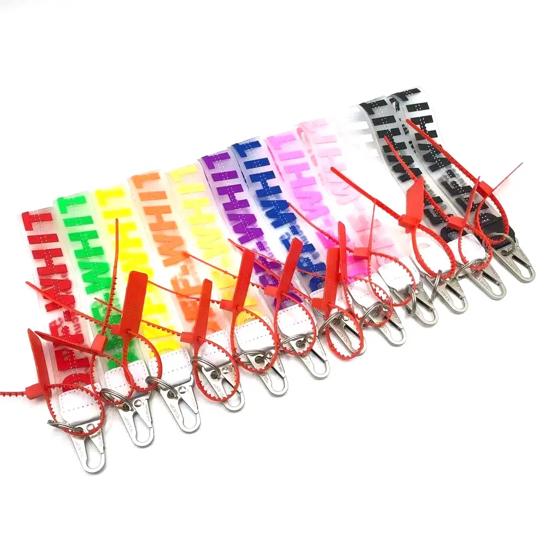 Hot Sales benutzer definierte off white Verschluss Gummi Schlüssel bund Industrial Clear weiß Lanyard OW inspiriert Gelee PVC Schlüssel anhänger