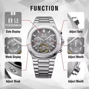 <span class=keywords><strong>Reloj</strong></span> <span class=keywords><strong>de</strong></span> Pulsera Mecánico Automático Forsining Tourbillon <span class=keywords><strong>de</strong></span> Acero Inoxidable con <span class=keywords><strong>Tres</strong></span> Esferas, Calendario y Semana, <span class=keywords><strong>Reloj</strong></span> Deportivo para Hombre - Product Image 3